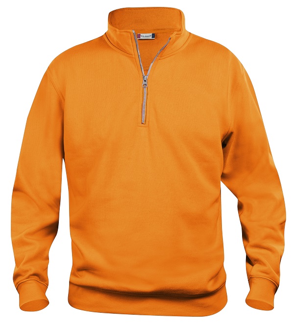 021033 Basic Zipsweater signaal oranje