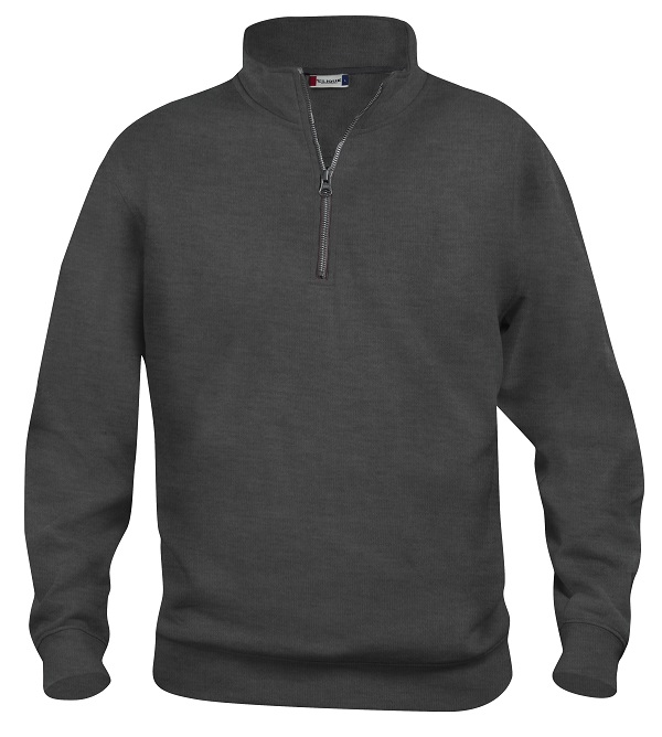 021033 Basic Zipsweater antraciet melange