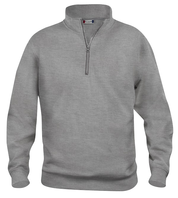 021033 Basic Zipsweater grijs melange
