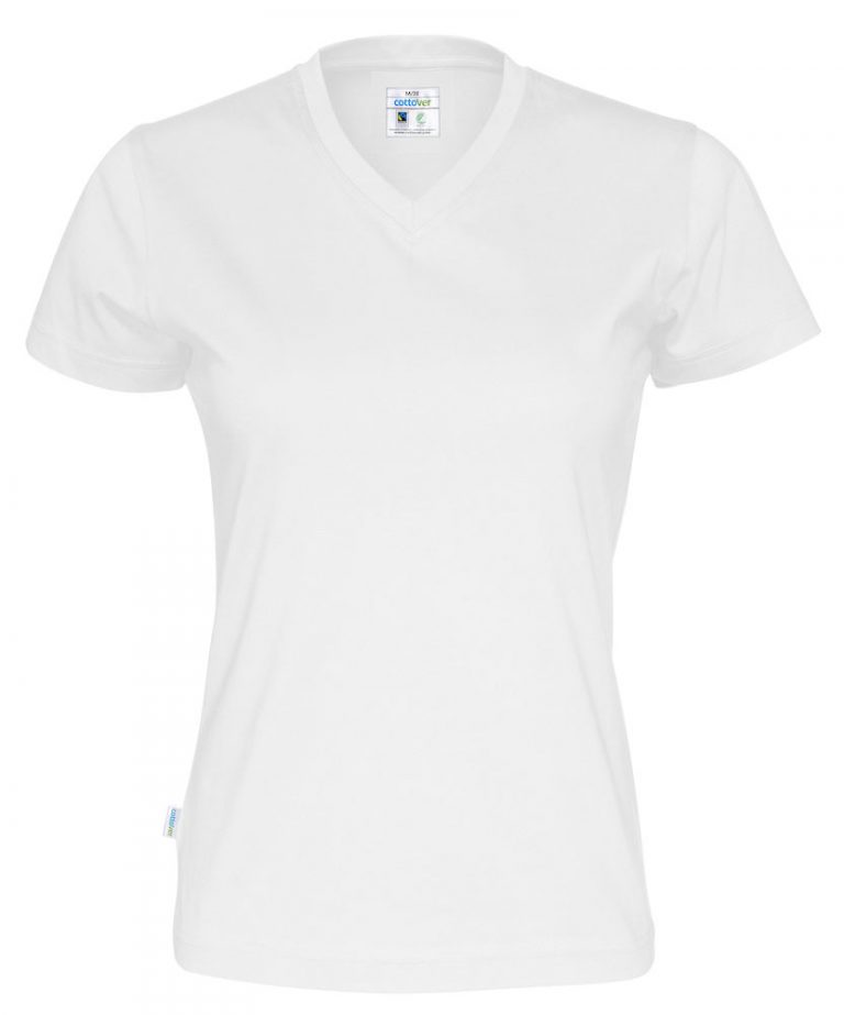 141021 CottoVer T-shirt Lady V-hals white