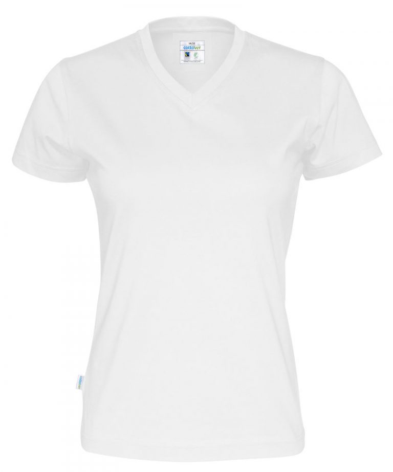 141021 CottoVer T-shirt Lady V-hals white