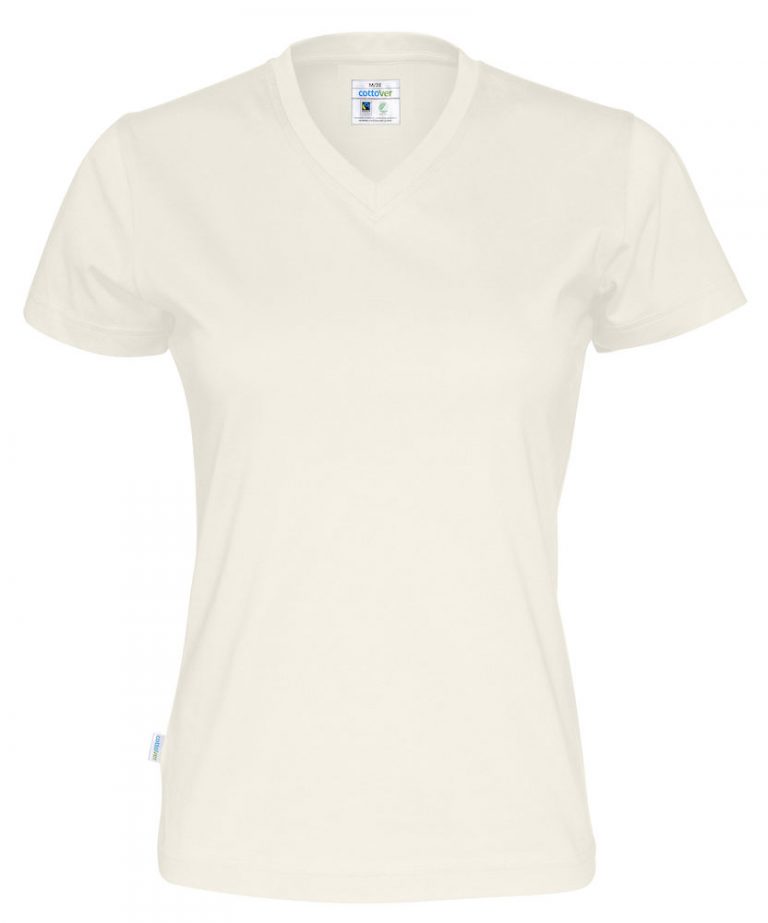 141021 CottoVer T-shirt Lady V-hals off white