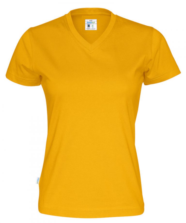 141021 CottoVer T-shirt Lady V-hals yellow
