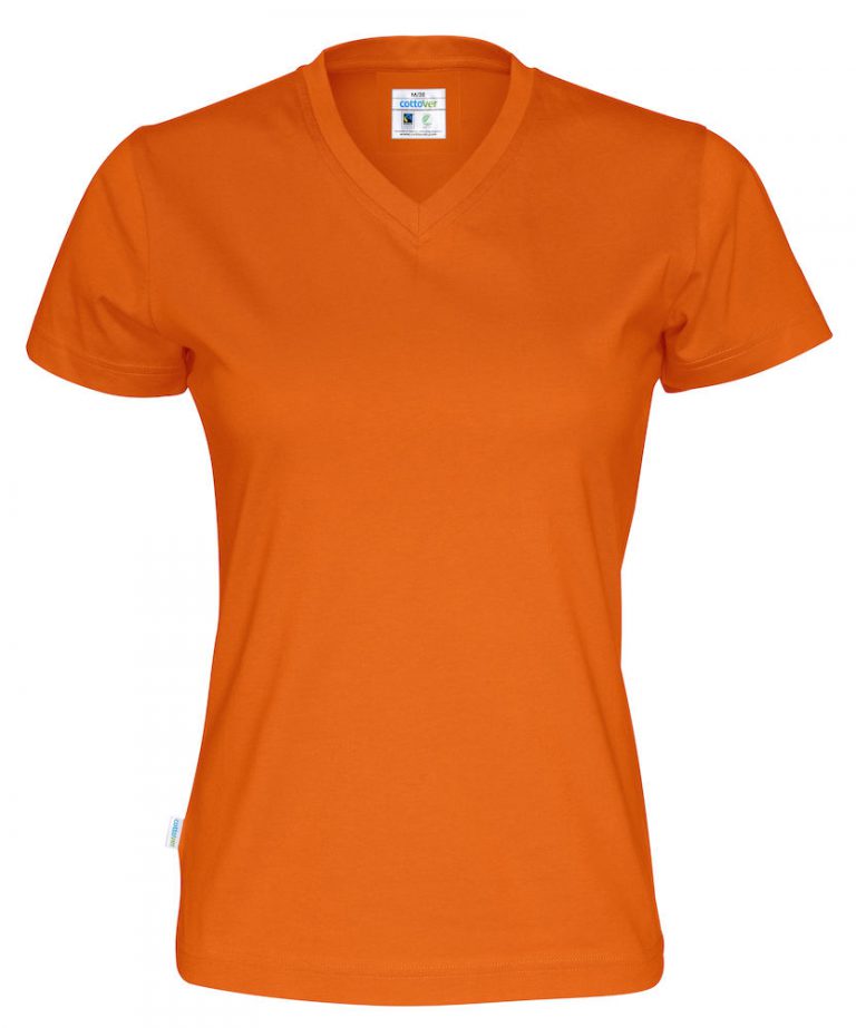 141021 CottoVer T-shirt Lady V-hals orange