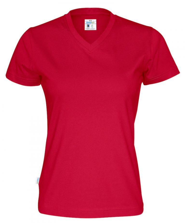 141021 CottoVer T-shirt Lady V-hals red