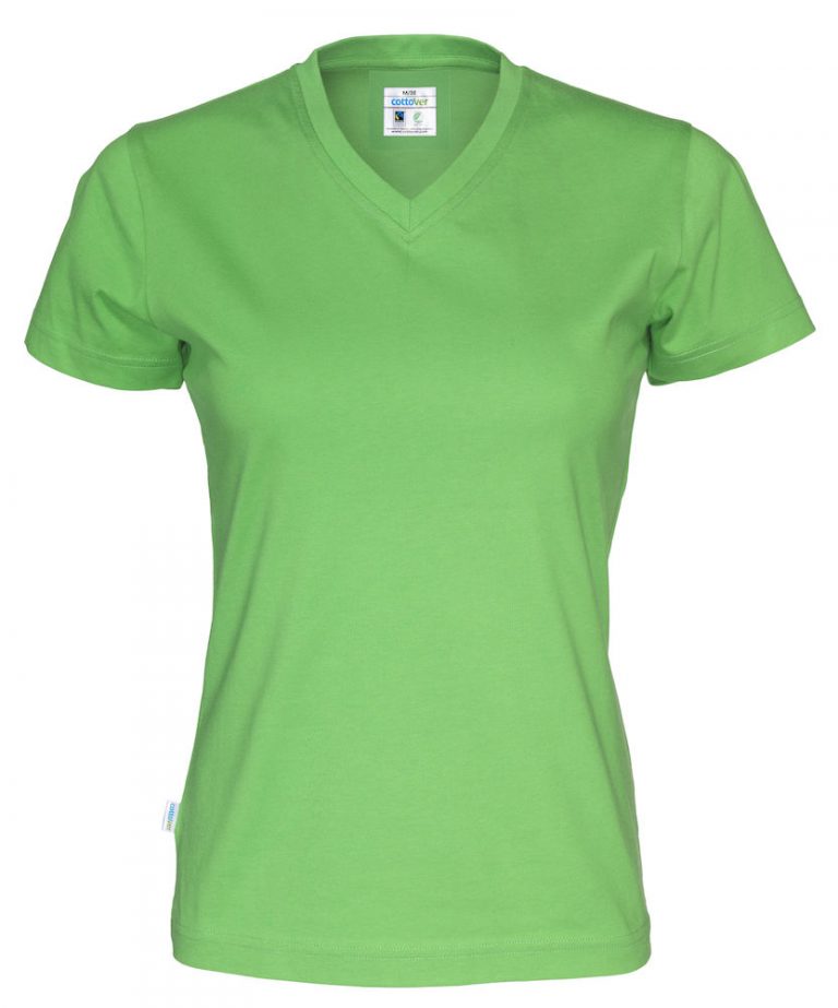 141021 CottoVer T-shirt Lady V-hals green