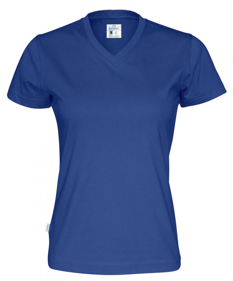 141021 CottoVer T-shirt Lady V-hals royal