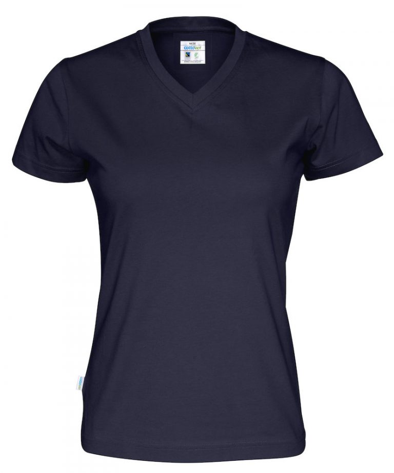 141021 CottoVer T-shirt Lady V-hals navy