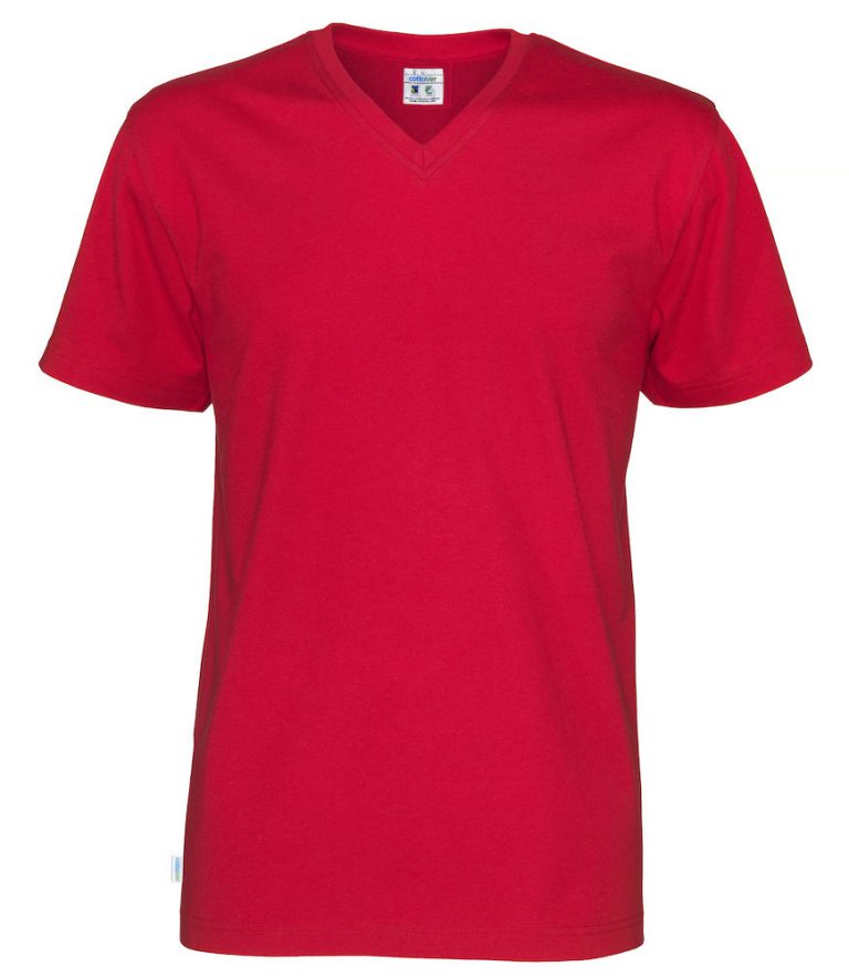 141022 CottoVer T-Shirt V-Hals Man red