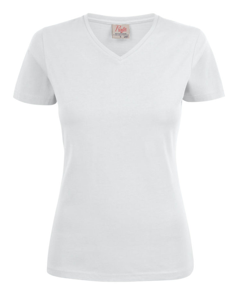 2264025 T-shirt HEAVY V-NECK LADY 100 wit