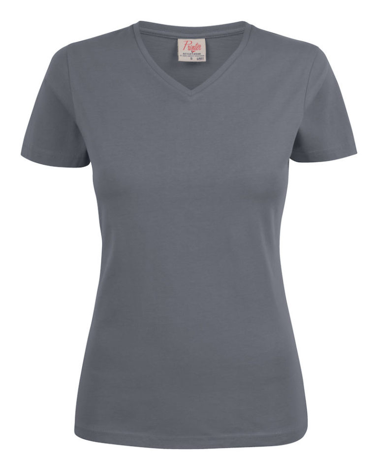 2264025 T-shirt HEAVY V-NECK LADY 935 staalgrijs