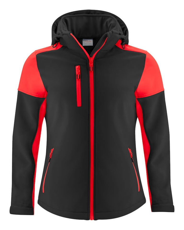 2261066 Prime Softshell jas Lady zwart/rood