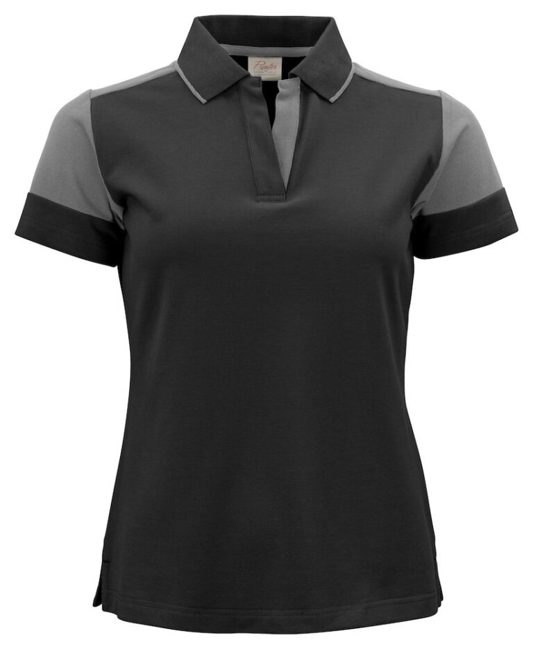 2265025 Prime Polo Lady zwart/staalgrijs